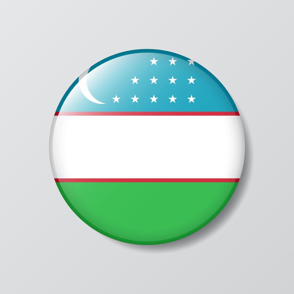 Hochglanz-Knopf kreisförmige Abbildung der Usbekistan-Flagge vektor