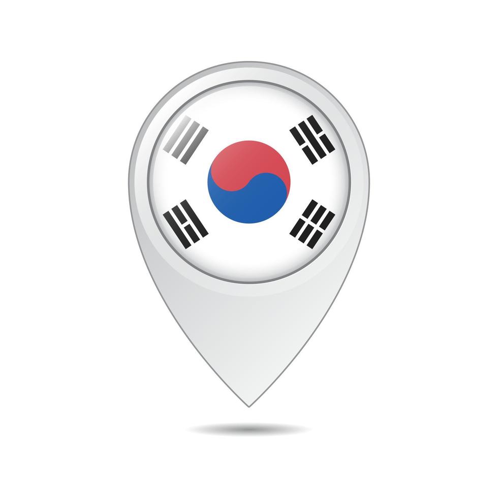 Kartenstandort-Tag der südkoreanischen Flagge vektor
