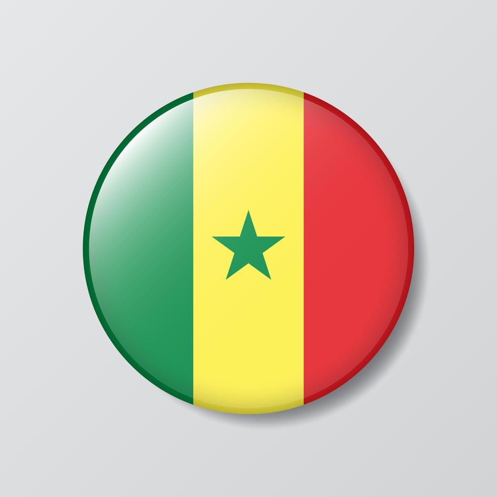 glansig knapp cirkel formad illustration av senegal flagga vektor