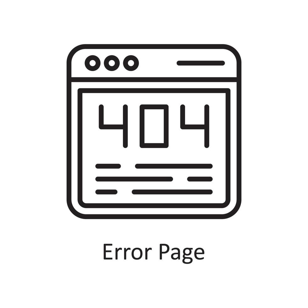 Fehler Seite Vektor Umriss Icon Design Illustration. Geschäfts- und Datenverwaltungssymbol auf Datei des weißen Hintergrundes ENV 10