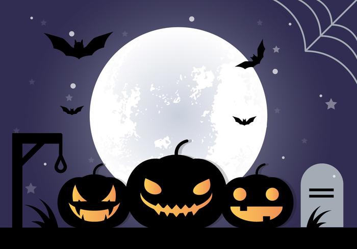 Kostenloses, flaches Design Vektor Halloween Hintergrund
