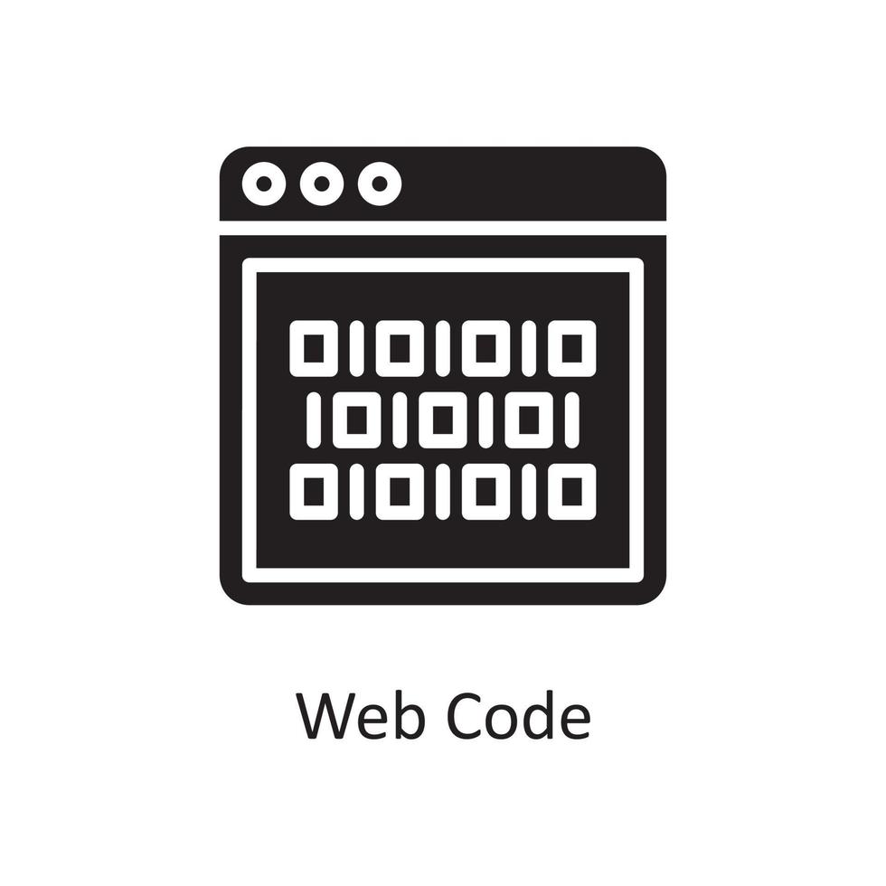webb koda vektor fast ikon design illustration. design och utveckling symbol på vit bakgrund eps 10 fil