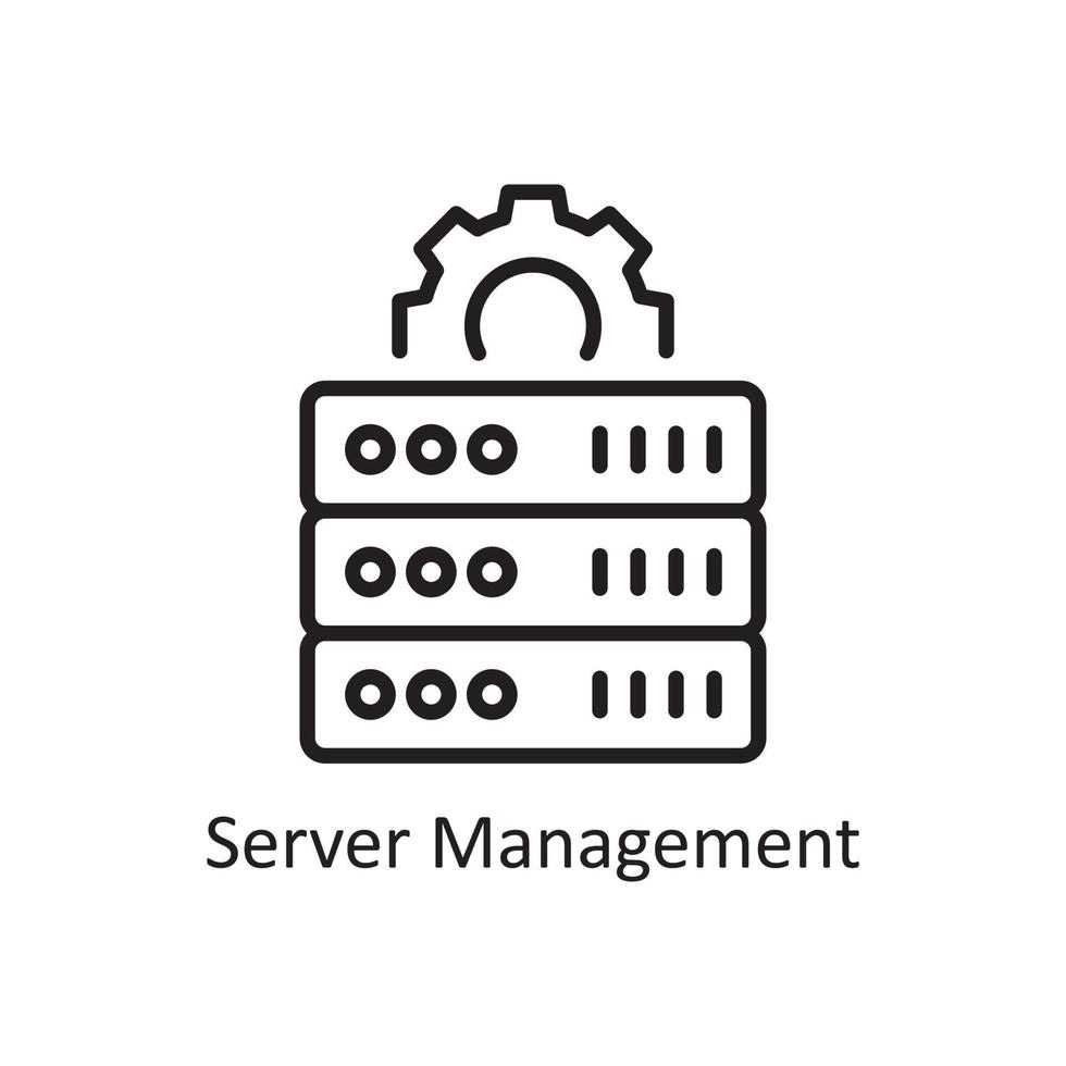 Server-Management-Vektor-Gliederung-Icon-Design-Illustration. Geschäfts- und Datenverwaltungssymbol auf Datei des weißen Hintergrundes ENV 10 vektor