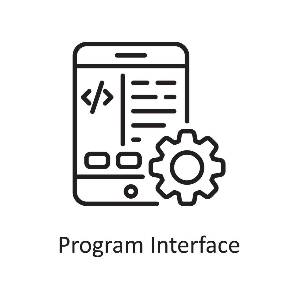 program gränssnitt vektor översikt ikon design illustration. design och utveckling symbol på vit bakgrund eps 10 fil