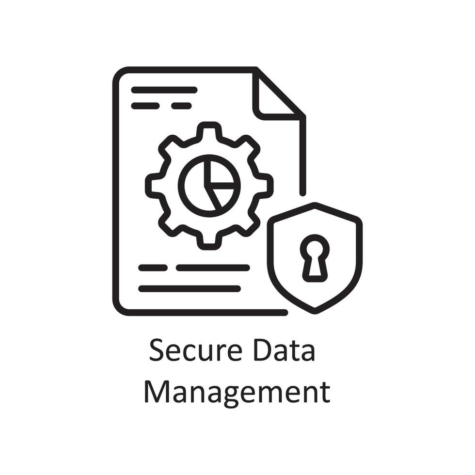 säkra data förvaltning vektor översikt ikon design illustration. företag och data förvaltning symbol på vit bakgrund eps 10 fil