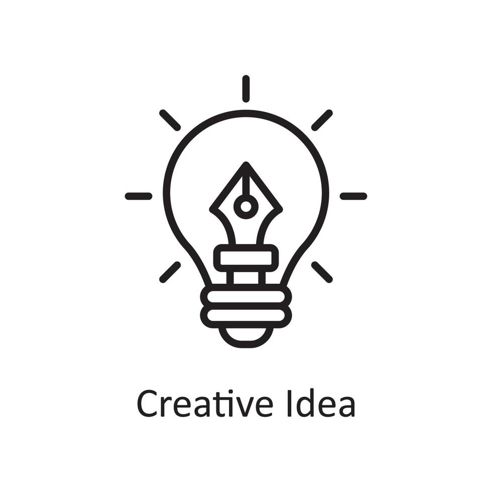 kreative Idee Vektor Umriss Icon Design Illustration. Design- und Entwicklungssymbol auf Datei des weißen Hintergrundes ENV 10