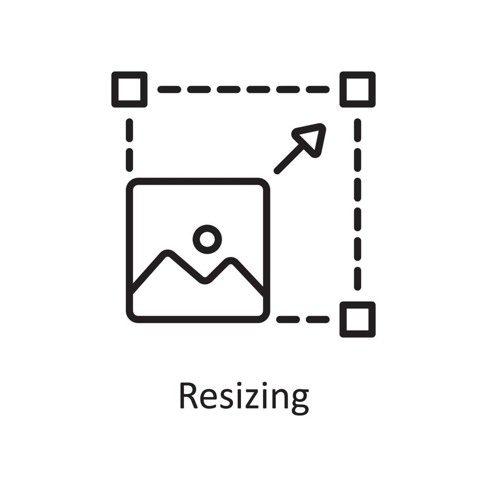 ändra storlek vektor översikt ikon design illustration. design och utveckling symbol på vit bakgrund eps 10 fil