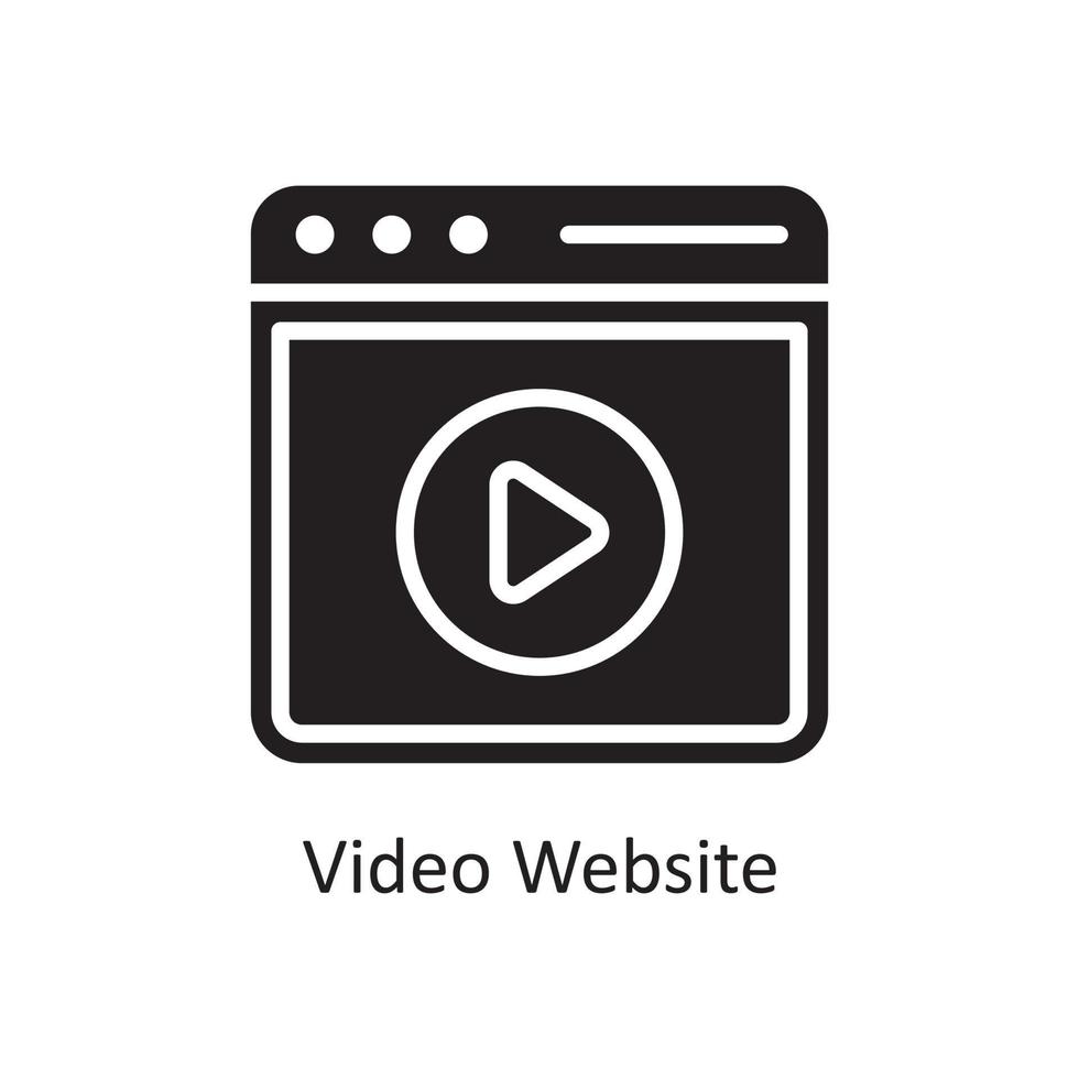 Video-Website-Vektor solide Symbol-Design-Illustration. Geschäfts- und Datenverwaltungssymbol auf Datei des weißen Hintergrundes ENV 10 vektor