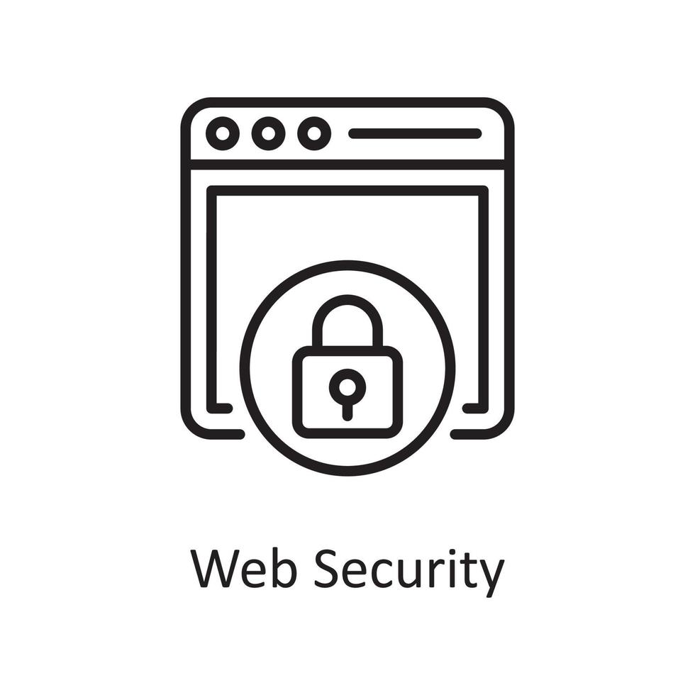 webb säkerhet vektor översikt ikon design illustration. design och utveckling symbol på vit bakgrund eps 10 fil