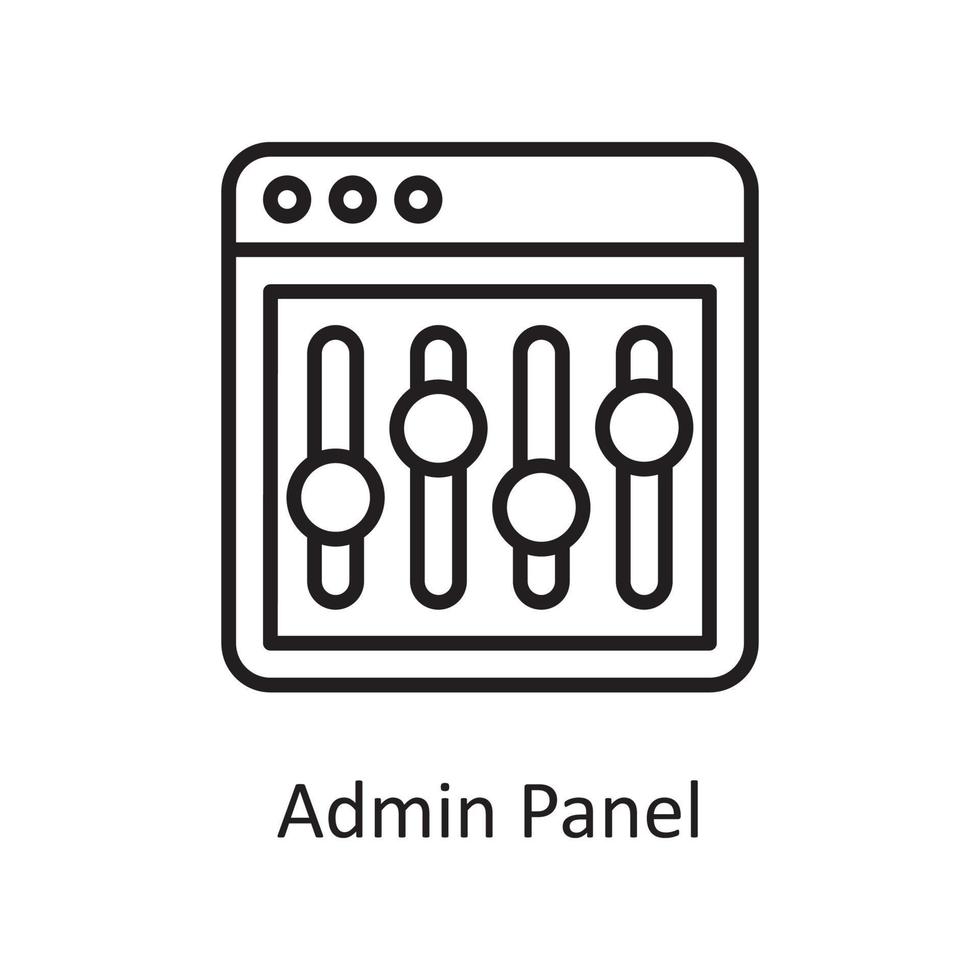 Admin-Panel-Vektor-Umriss-Icon-Design-Illustration. Design- und Entwicklungssymbol auf Datei des weißen Hintergrundes ENV 10 vektor