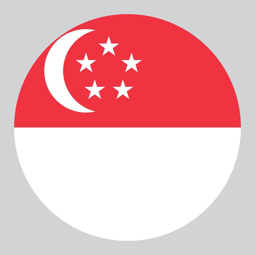 flache kreisförmige illustration der singapur-flagge vektor