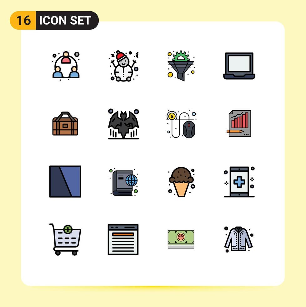 uppsättning av 16 modern ui ikoner symboler tecken för väska preferens filtrera bärbar dator dator redigerbar kreativ vektor design element