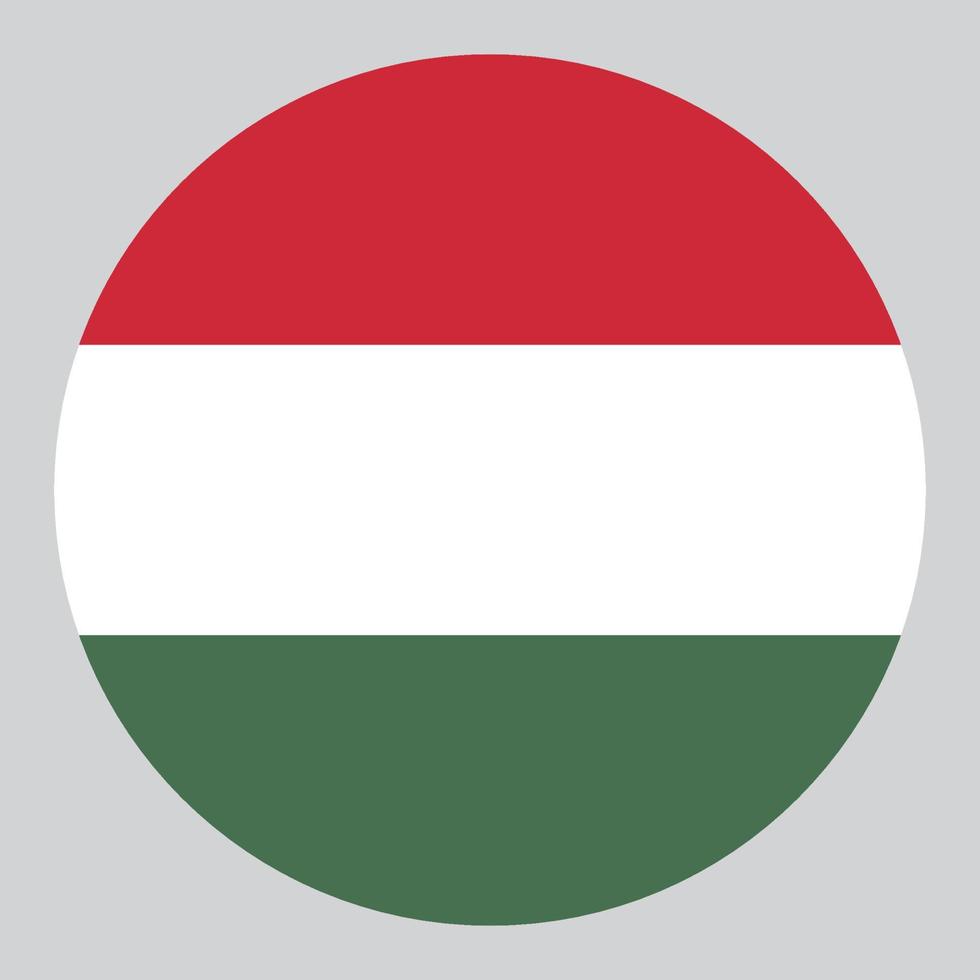 flache kreisförmige illustration der ungarischen flagge vektor