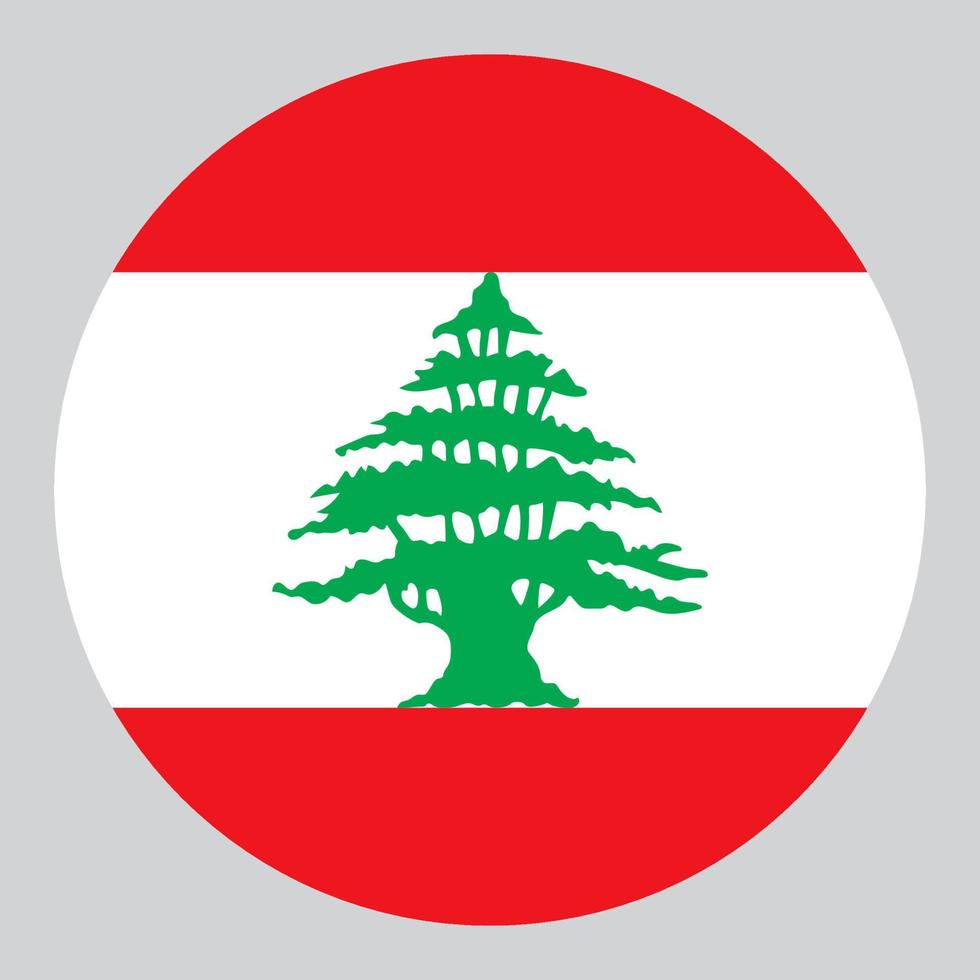 platt cirkel formad illustration av libanon flagga vektor