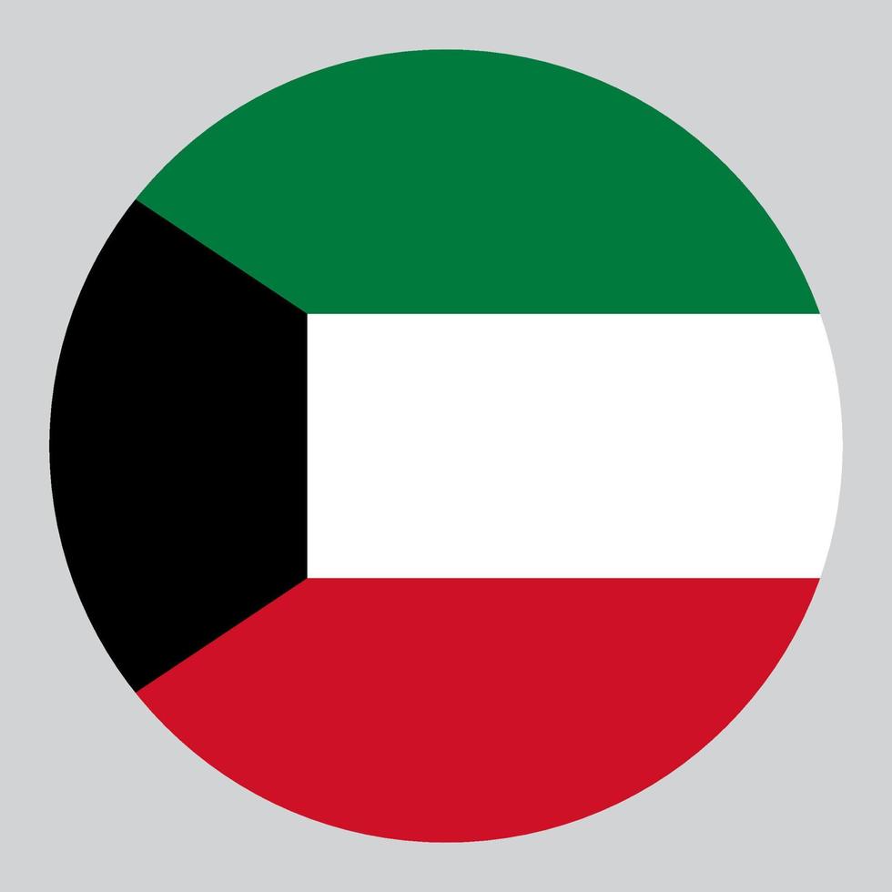 platt cirkel formad illustration av kuwait flagga vektor