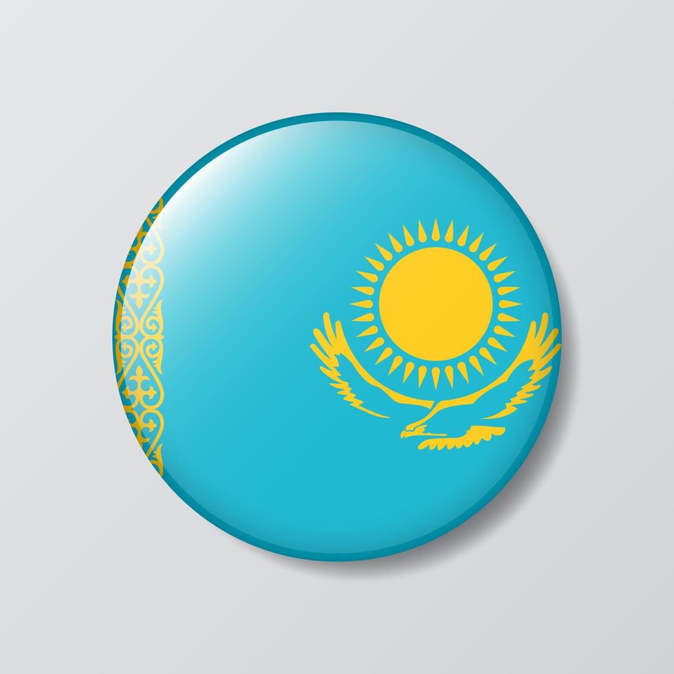 Hochglanz-Knopf kreisförmige Darstellung der Flagge Kasachstans vektor