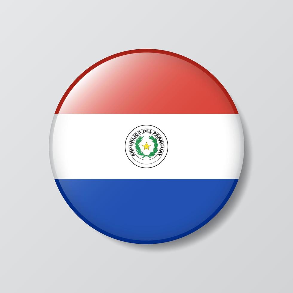 Hochglanz-Knopf kreisförmige Abbildung der Paraguay-Flagge vektor