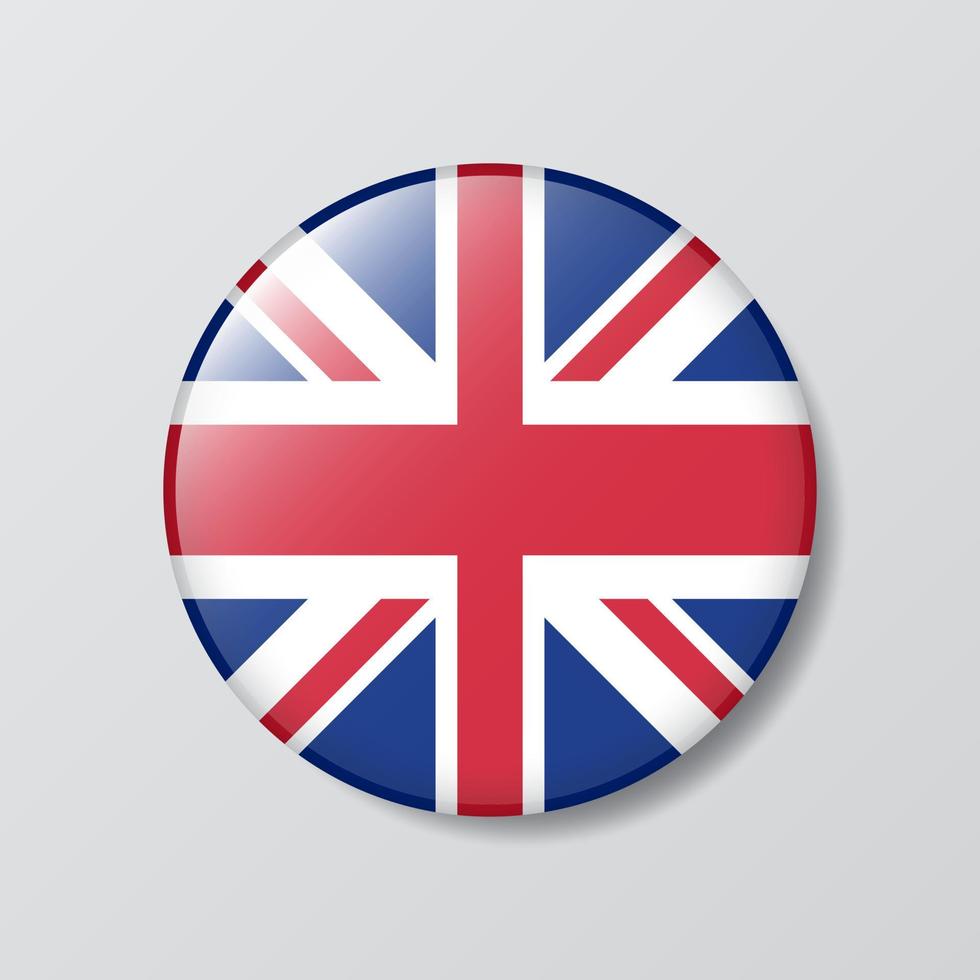 Hochglanz-Knopf kreisförmige Darstellung der Flagge des Vereinigten Königreichs vektor