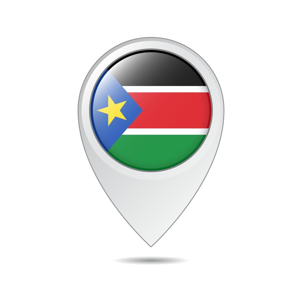 Kartenstandort-Tag der Südsudan-Flagge vektor