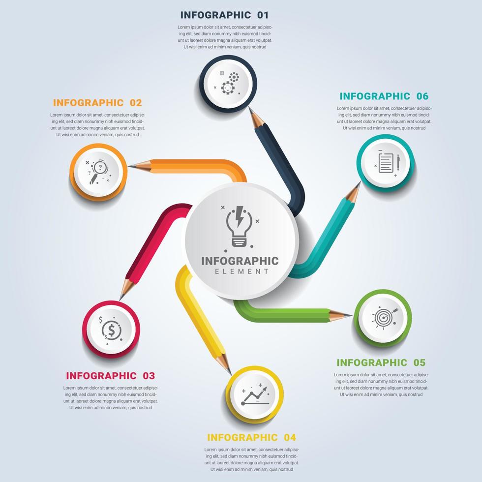 kreativ cirkel penna infographics mall och strömma Diagram vektor