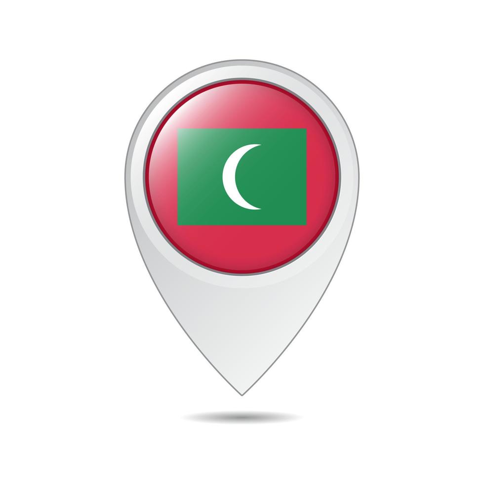Kartenstandort-Tag der Malediven-Flagge vektor