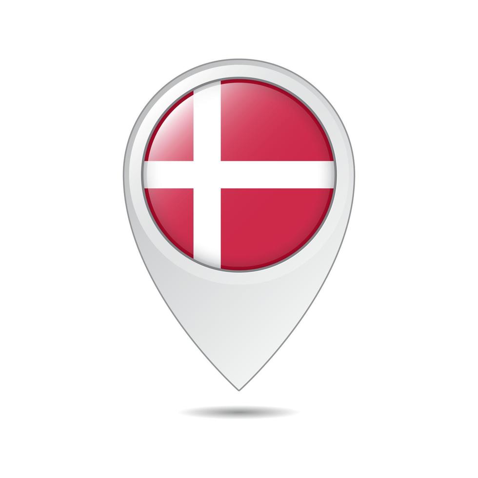 Karta plats märka av Danmark flagga vektor