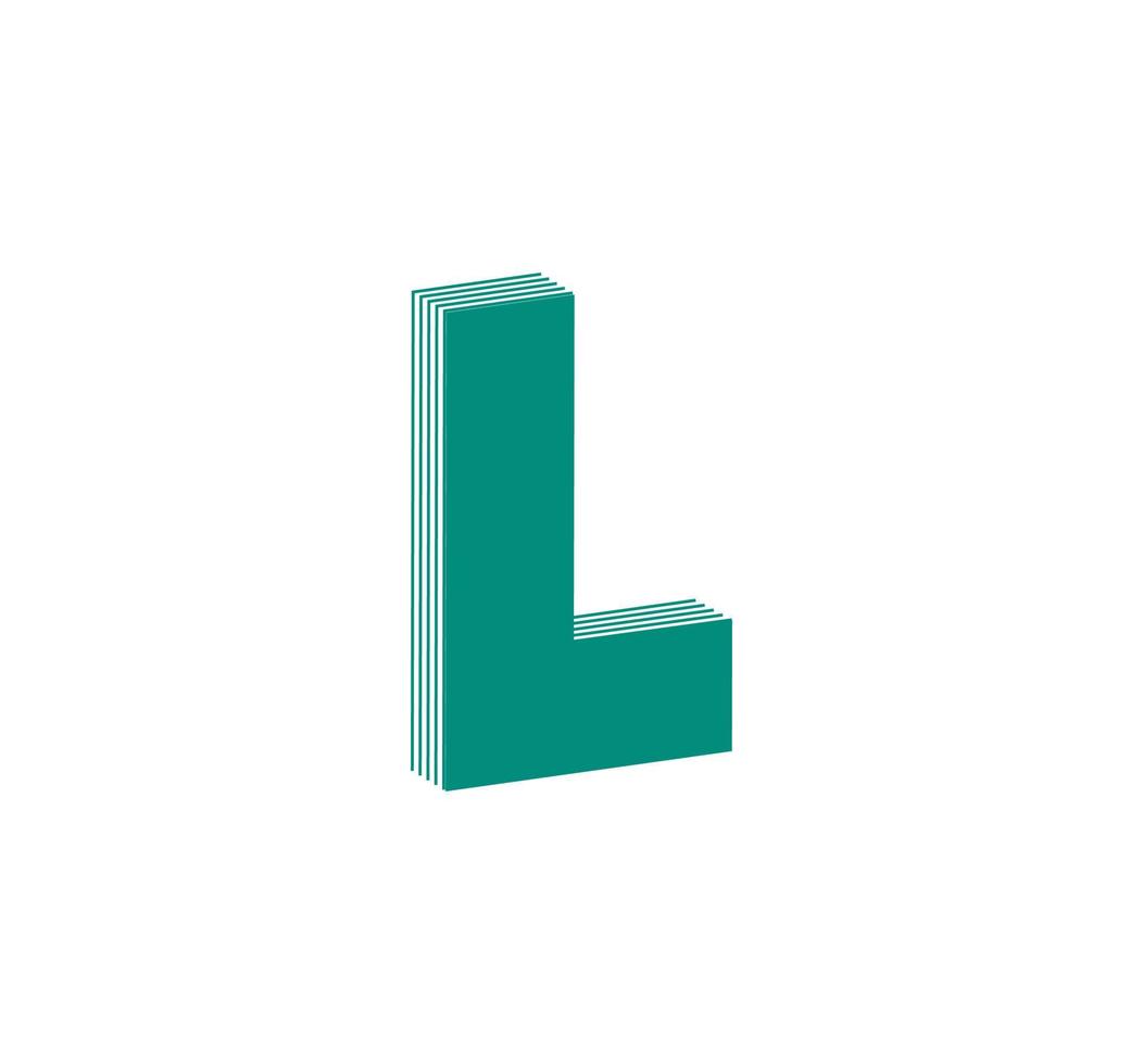 3D lineares modernes Logo des Buchstabens l. Nummer in Form eines Linienstreifens. lineares abstraktes Design von Buchstaben und Buchstaben. Logo, Corporate Identity, App, kreatives Poster und mehr. vektor