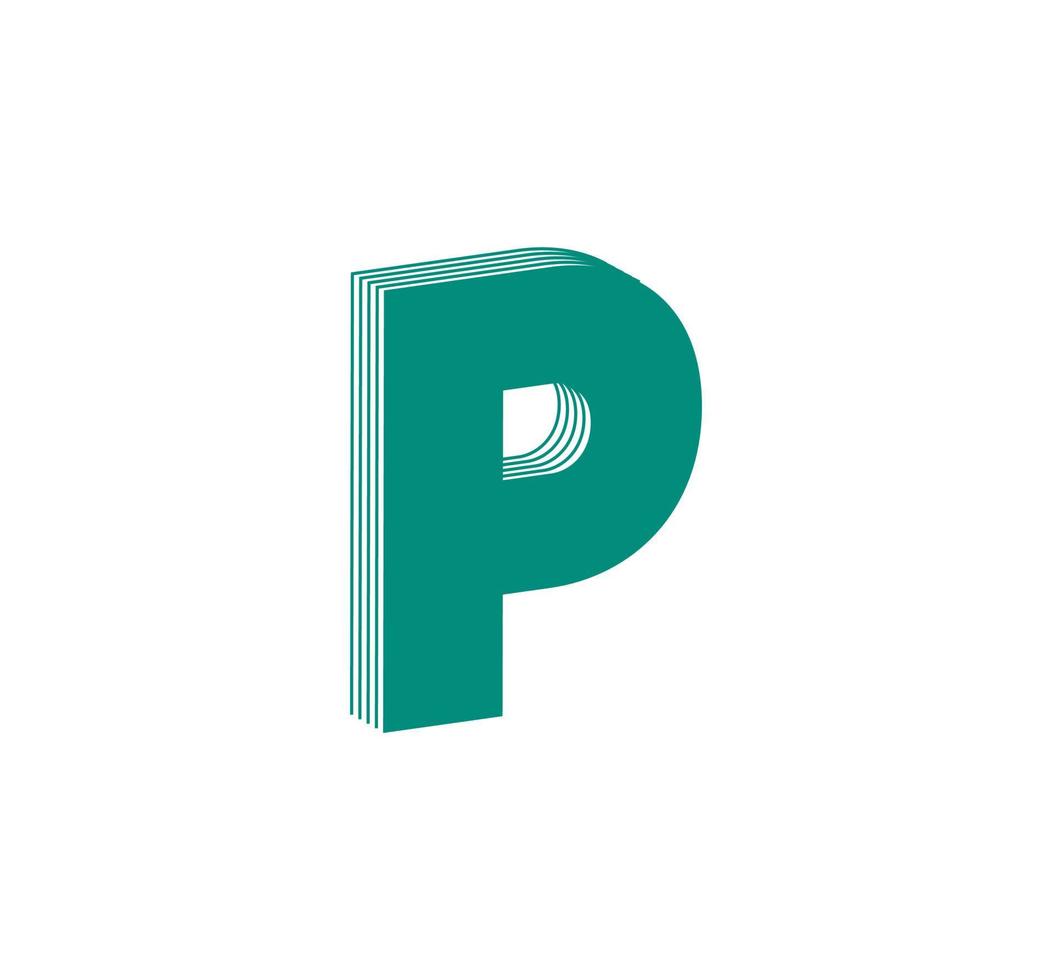 3D lineares modernes Logo des Buchstaben p. Nummer in Form eines Linienstreifens. lineares abstraktes Design von Buchstaben und Buchstaben. Logo, Corporate Identity, App, kreatives Poster und mehr. vektor