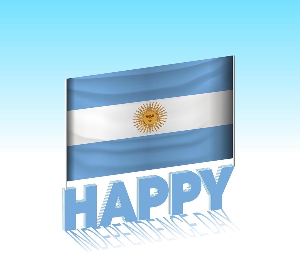 argentina oberoende dag. enkel argentina flagga och anslagstavla i de himmel. 3d text mall. redo särskild dag design meddelande. vektor