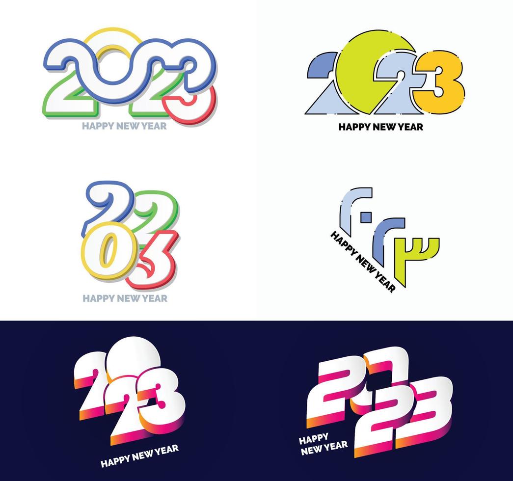 große reihe von 2023 frohes neues jahr logo text design 2023 zahlenentwurfsvorlage vektor