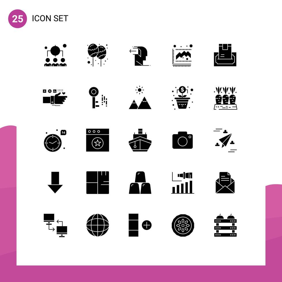 25 fast glyf begrepp för webbplatser mobil och appar statistik Graf fira diagram ut redigerbar vektor design element