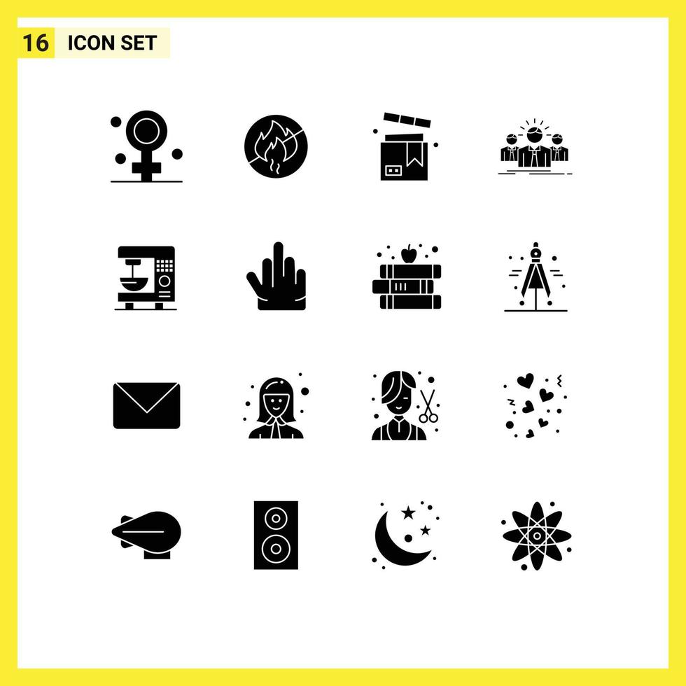 16 solides Glyphenpaket der Benutzeroberfläche mit modernen Zeichen und Symbolen von Leader Employee Box Career Valentine editierbare Vektordesign-Elemente vektor
