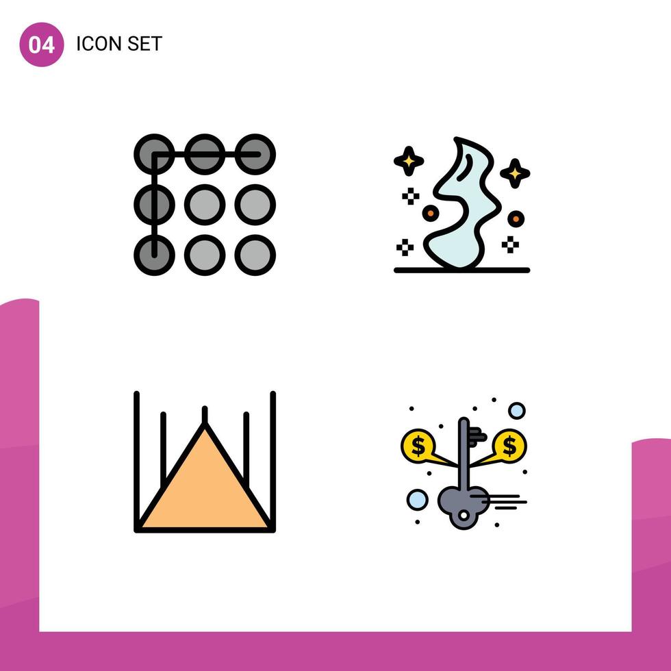 gruppe von 4 gefüllten flachen farben zeichen und symbole für schloss pakistan magischer hexenschlüssel editierbare vektordesignelemente vektor