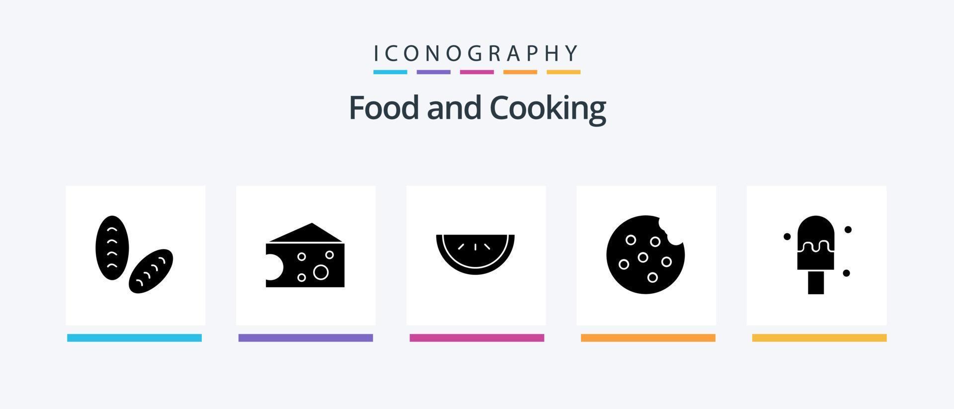 Food Glyph 5 Icon Pack inklusive . Wassermelone. Eis. kreatives Symboldesign vektor