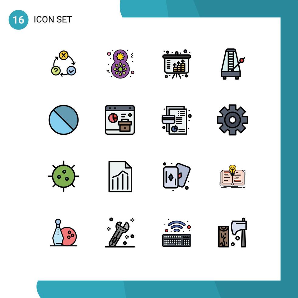uppsättning av 16 modern ui ikoner symboler tecken för ljud metronom kvinnor fira instrument investering redigerbar kreativ vektor design element