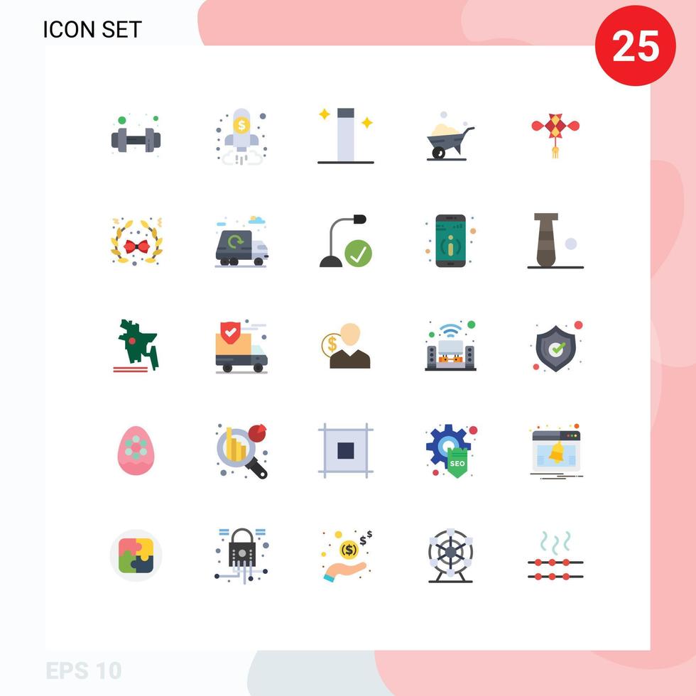 uppsättning av 25 vektor platt färger på rutnät för kinesisk kinesisk knut mål hjul ett hjul redigerbar vektor design element