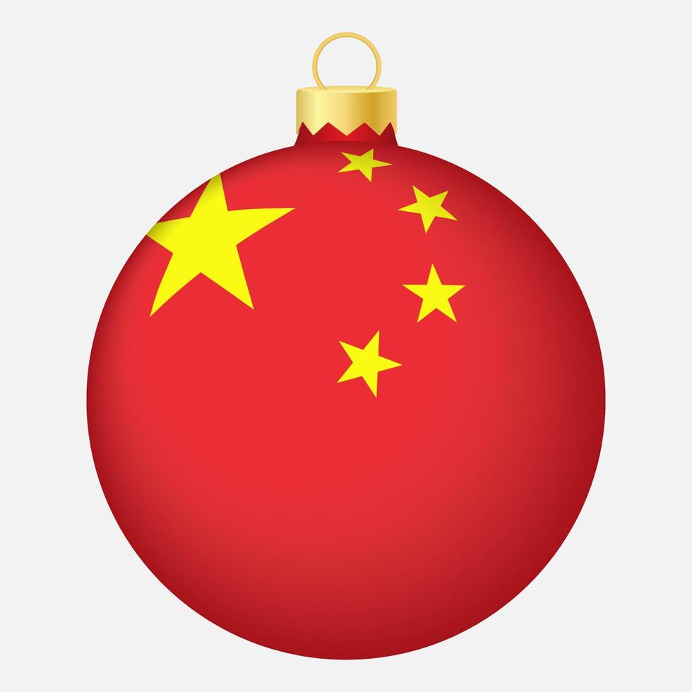Christbaumkugel mit China-Flagge. Symbol für Weihnachtsferien vektor