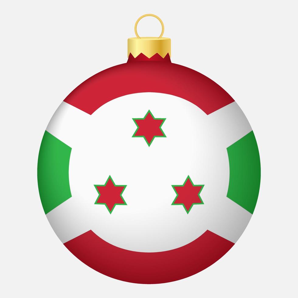 jul träd boll med burundi flagga. ikon för jul Semester vektor