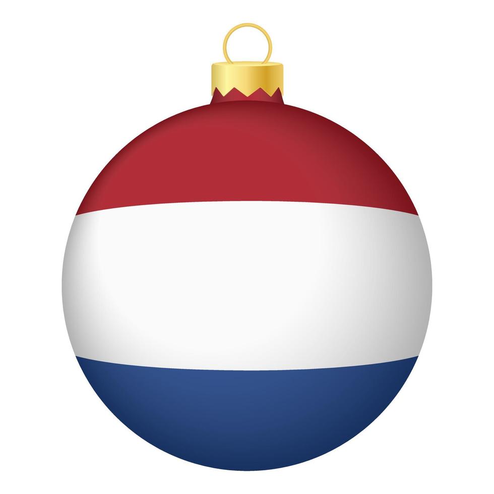 Christbaumkugel mit niederländischer Flagge. Symbol für Weihnachtsferien vektor