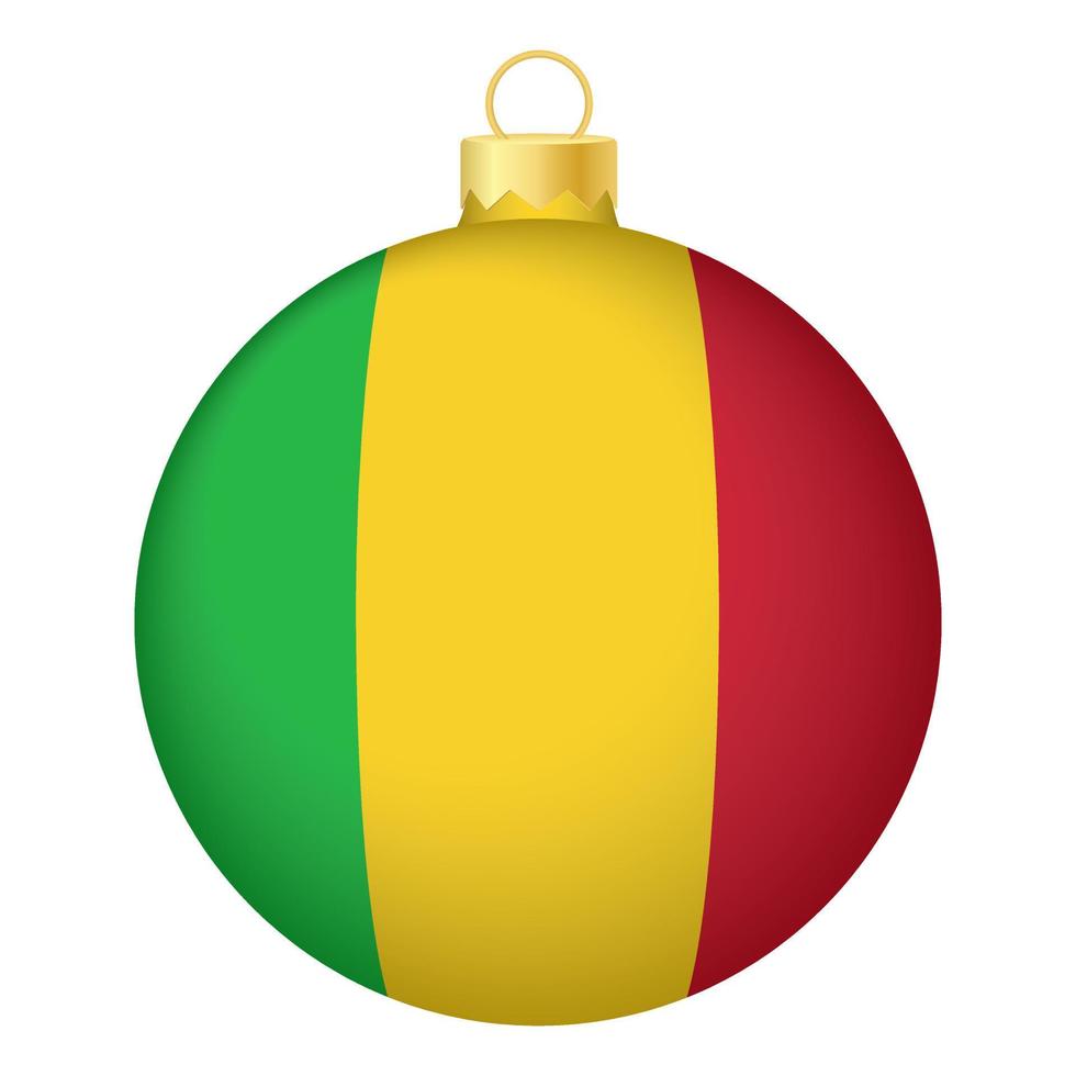 jul träd boll med mali flagga. ikon för jul Semester vektor