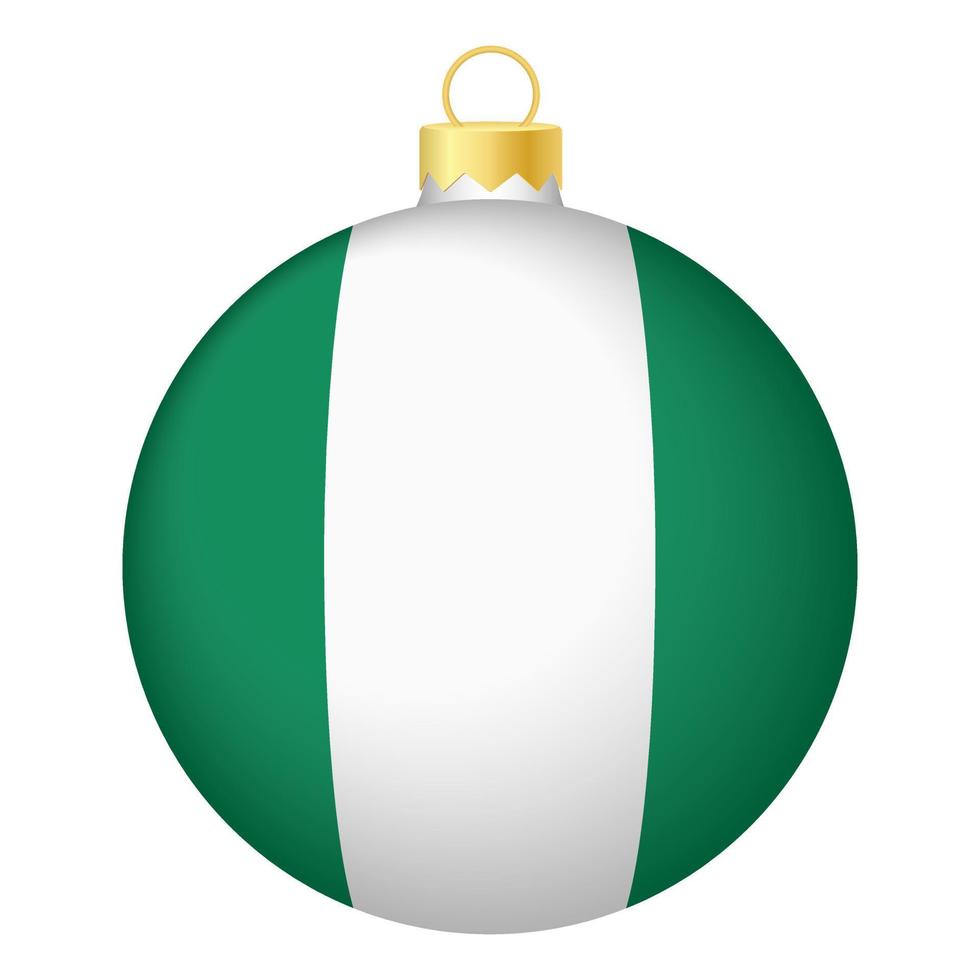 jul träd boll med nigeria flagga. ikon för jul Semester vektor