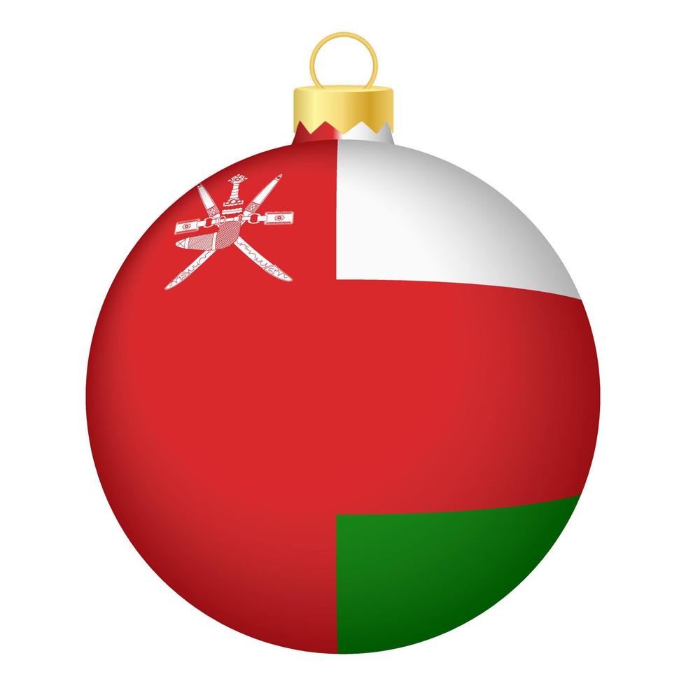 jul träd boll med oman flagga. ikon för jul Semester vektor