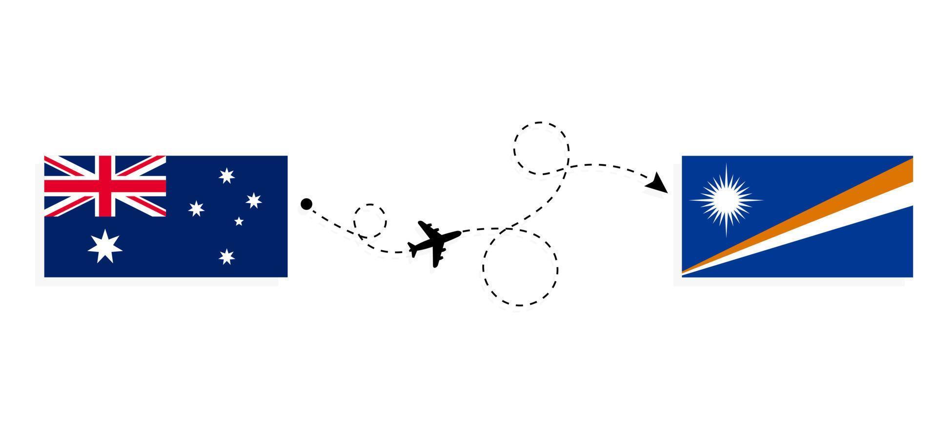 flyg och resa från Australien till marshall öar förbi passagerare flygplan resa begrepp vektor