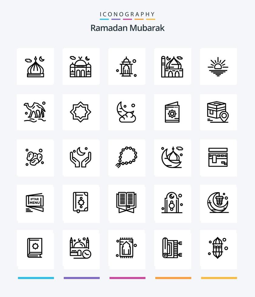 kreatives Ramadan 25-Gliederungs-Icon-Paket wie Stern. Dekoration. offen. Kunst. Wüste vektor