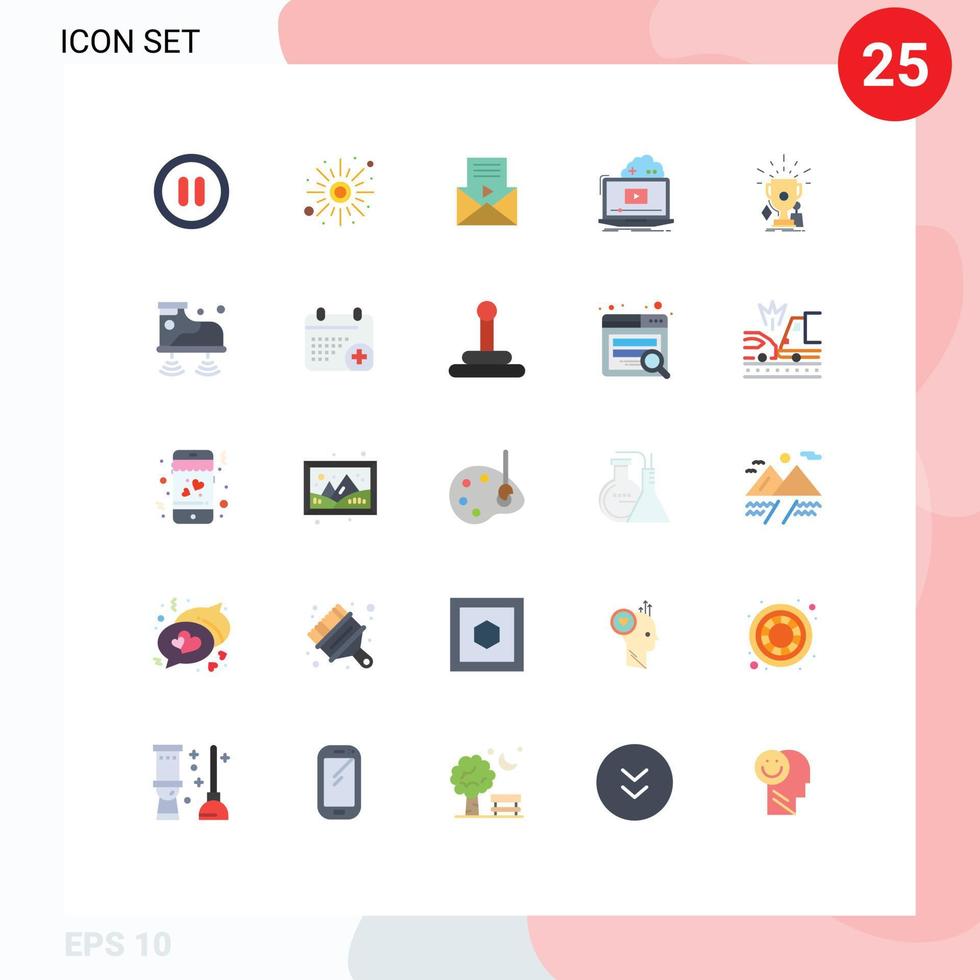 modern uppsättning av 25 platt färger pictograph av spel video meddelande strömning spel redigerbar vektor design element