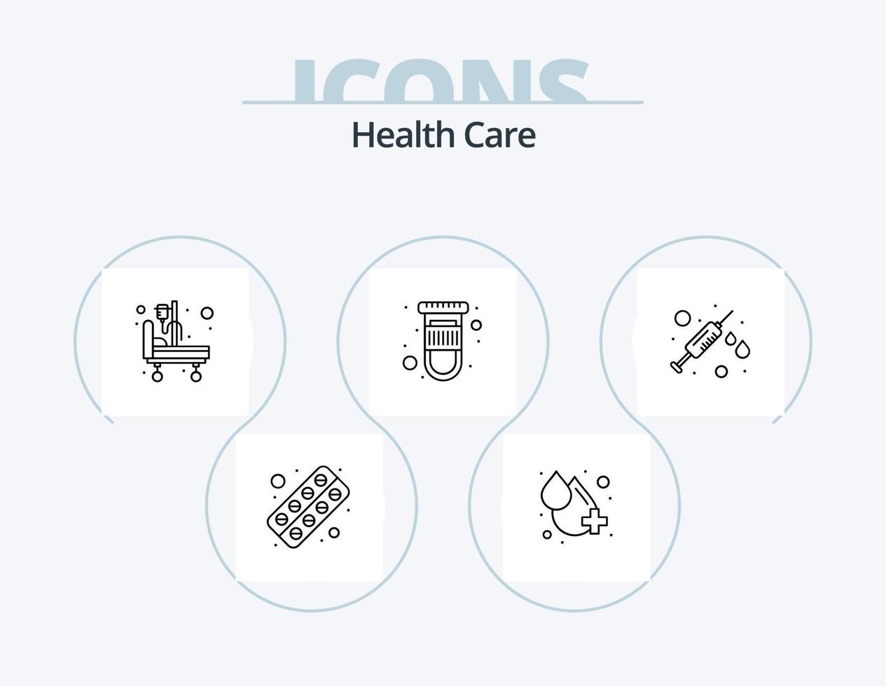 Gesundheitswesen Linie Icon Pack 5 Icon Design. Krankheit. Stethoskop. Diagnose. medizinisch. weltweite Gesundheit vektor