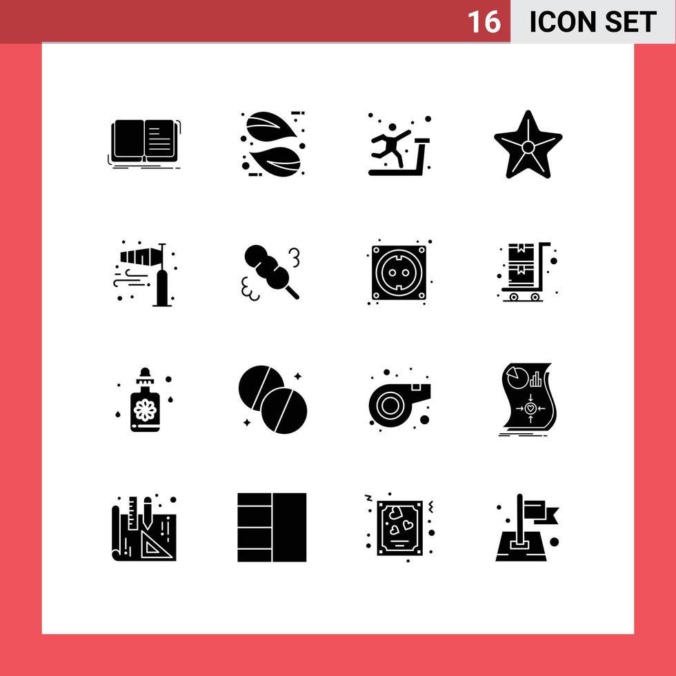 packa av 16 kreativ fast glyfer av luft stjärna växt hav löpband redigerbar vektor design element