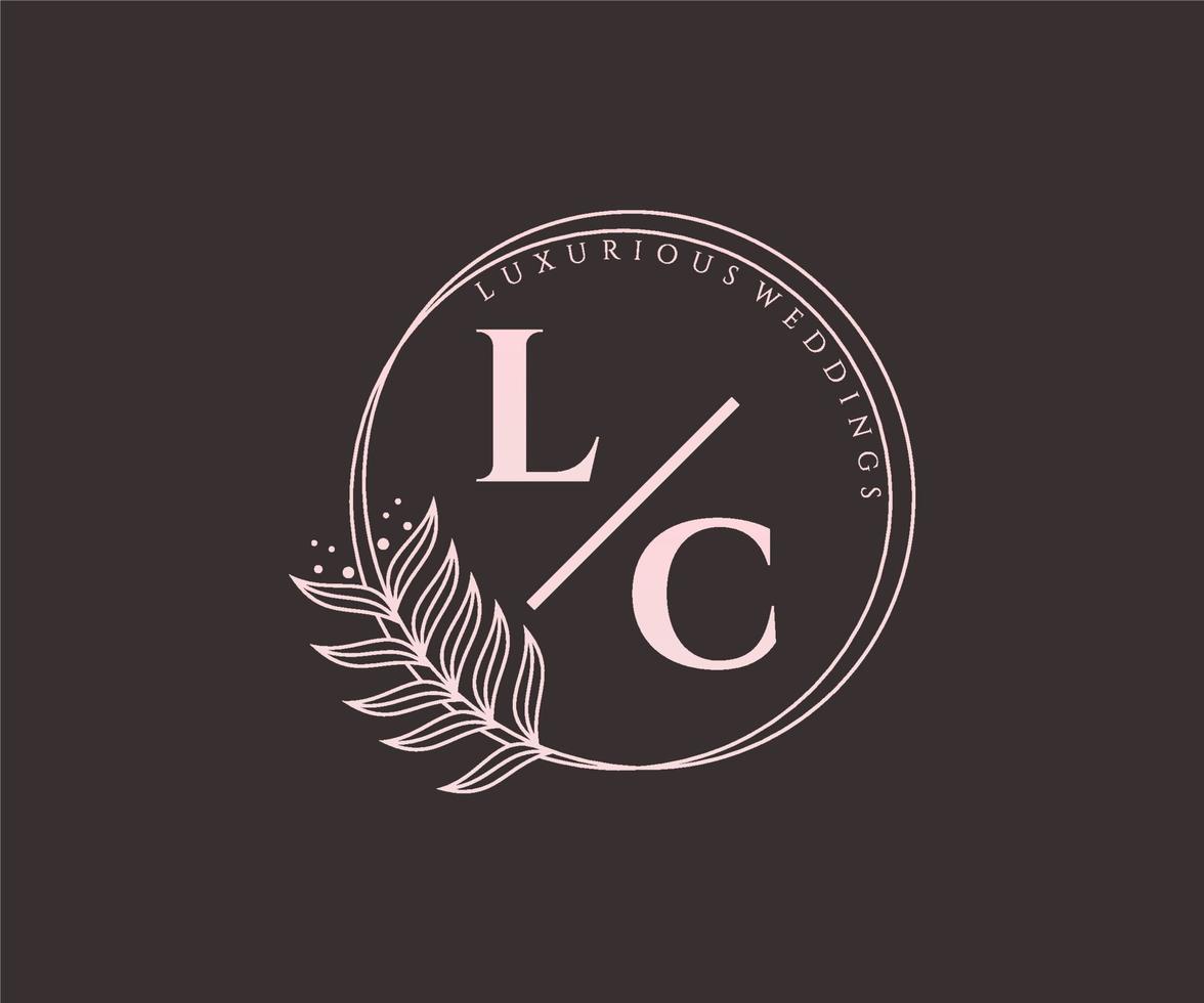 lc initialer brev bröllop monogram logotyper mall, hand dragen modern minimalistisk och blommig mallar för inbjudan kort, spara de datum, elegant identitet. vektor