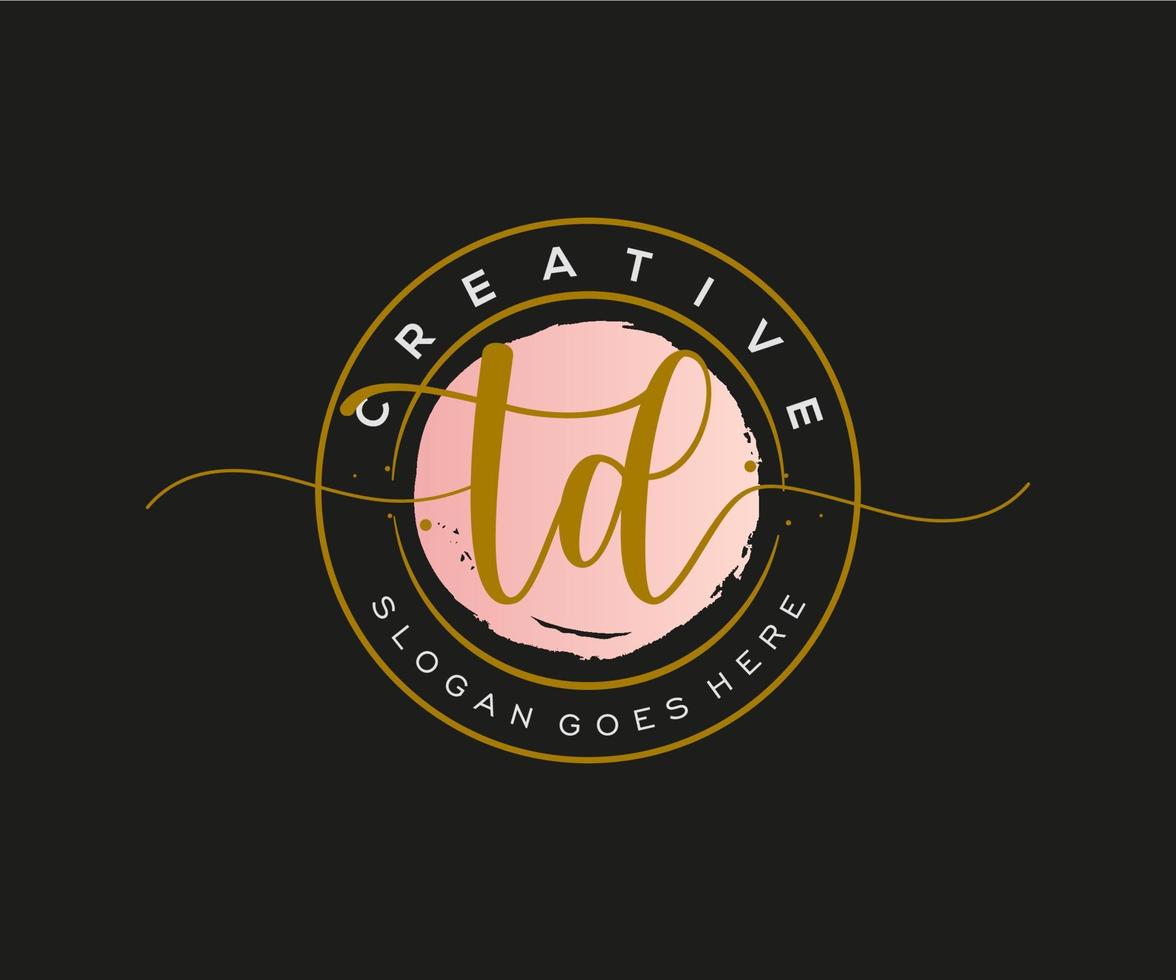 initiales td feminines logo schönheitsmonogramm und elegantes logodesign, handschriftlogo der ersten unterschrift, hochzeit, mode, blumen und botanik mit kreativer vorlage. vektor