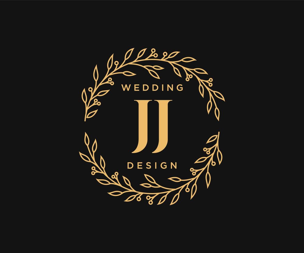 jj initialer brev bröllop monogram logotyper samling, hand dragen modern minimalistisk och blommig mallar för inbjudan kort, spara de datum, elegant identitet för restaurang, boutique, Kafé i vektor